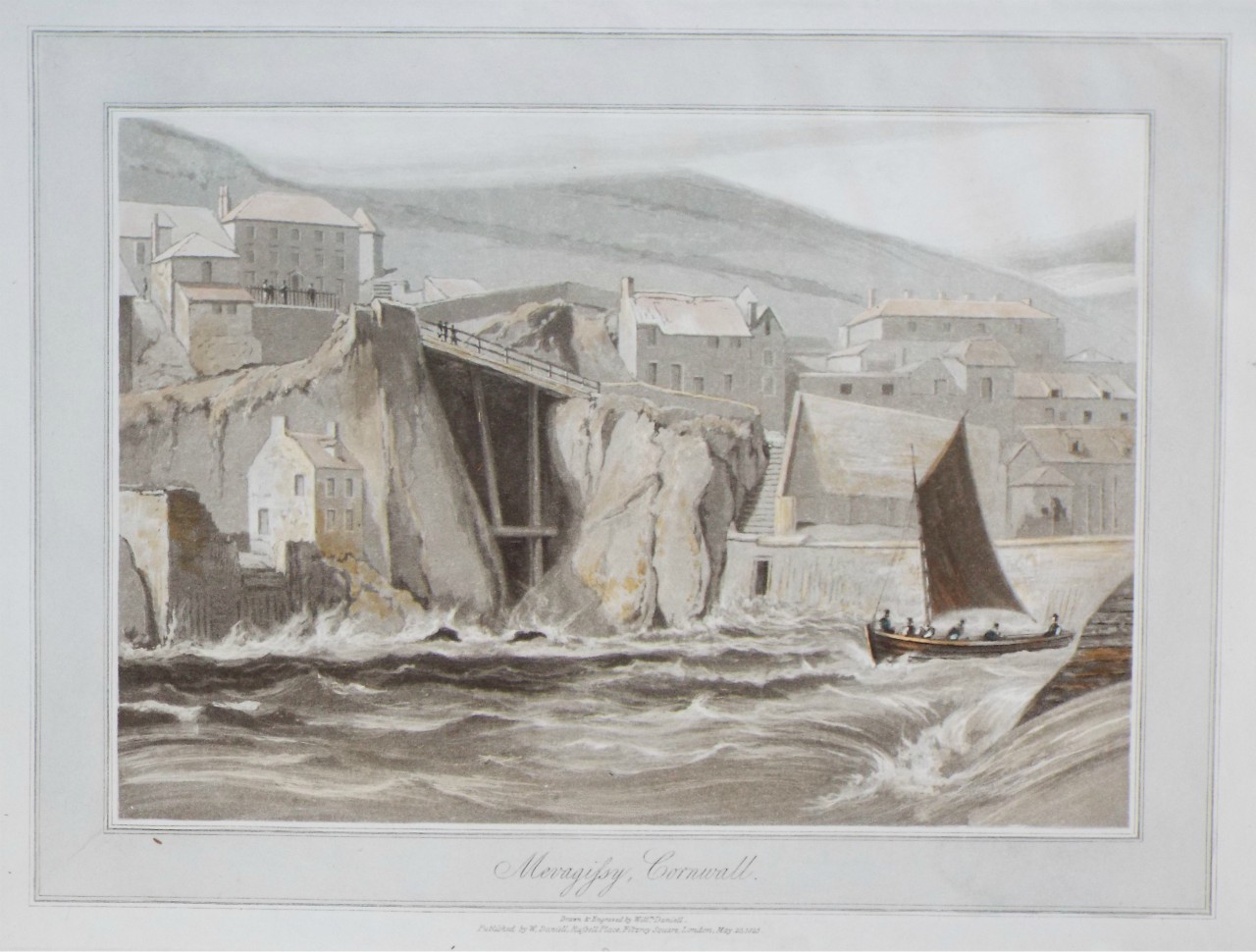 Aquatint - Mevagissy, Cornwall. - Daniell